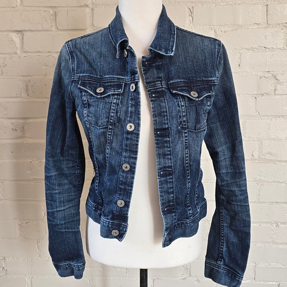 Adriano Goldschmied Dark Wash Denim Jacket┃Fitted Trucker┃Premium Designer Denim